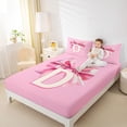 thumbnail image 3 of Erosebridal Girls Bowknot Personalized Gifts Bed Sheets,Pink Alphabet D Print King Sheets For Kids 4-Piece, 3 of 6
