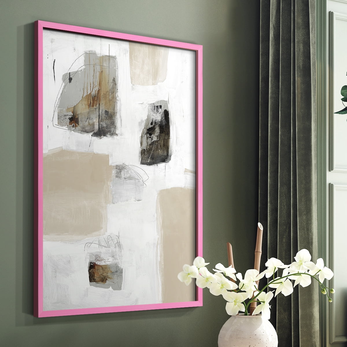 Watch from the Window II V30 Framed Print in Pink Solid Wood 8 x 10 Framed Print