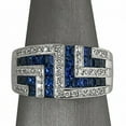thumbnail image 4 of HeartsAndYou Princess Natural Sapphire & Moissanite Art Deco Wide Ring 14k SOLID White Gold, 4 of 9