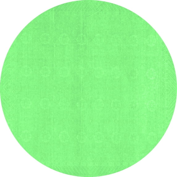 Ahgly Company Indoor Round Abstract Emerald Green Modern Area Rugs, 3' Round