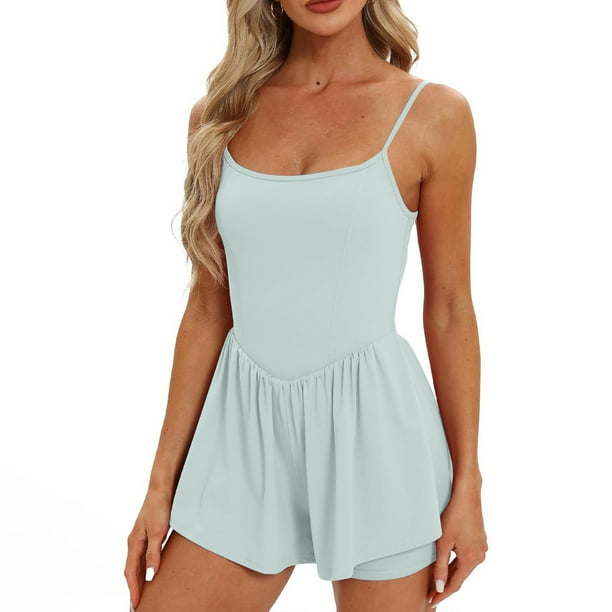 Faldas Deportivas para Mujeres con Pantalones Cortos Sudadera sin Mangas, Correas Delgadas Doble Forrado Romper de Verano