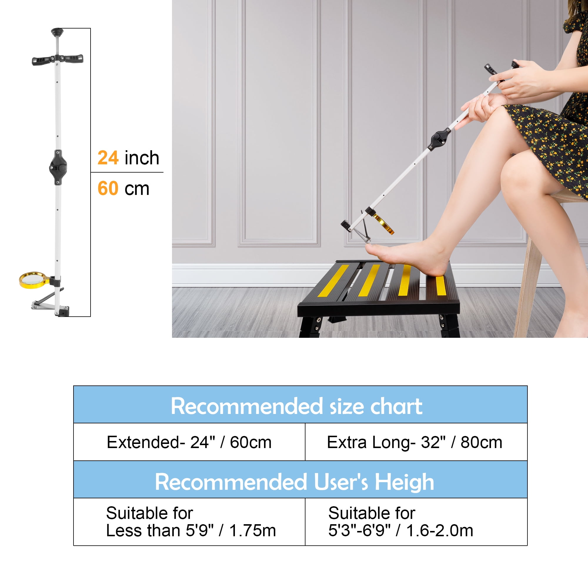 Foldable Long Handle Toenail Clippers Scissors, Include Magnifier, Foldable Handle, Wide Jaw Opening, Design for Seniors, Overweight, Hip and Waist Patients | Easy to Carry (with Magnifier, 24Inch)