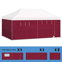SUNNYOUTDOOR 19.7'x6.54' Sidewall ONLY with Zipper Door for 10'x20' Pop Up Canopy Party Tent, Burgundy