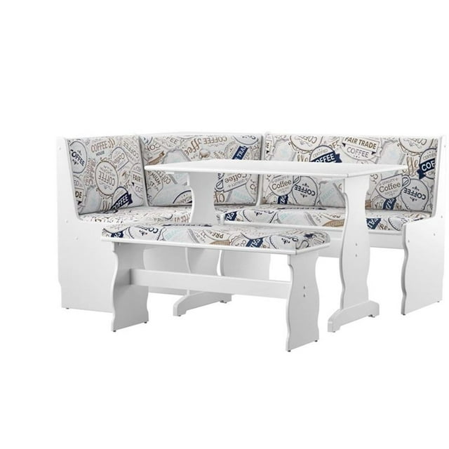 Linon Natasha Ensemble de Salle à Manger d'Angle Rembourré en Bois Blanc/imprimé Café