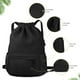 thumbnail image 4 of Mochila con CordóN con CordóN Mochila Deportiva Bolsa de Gimnasio con Bolsillo Lateral para Mujeres Hombres Negro, 4 of 5