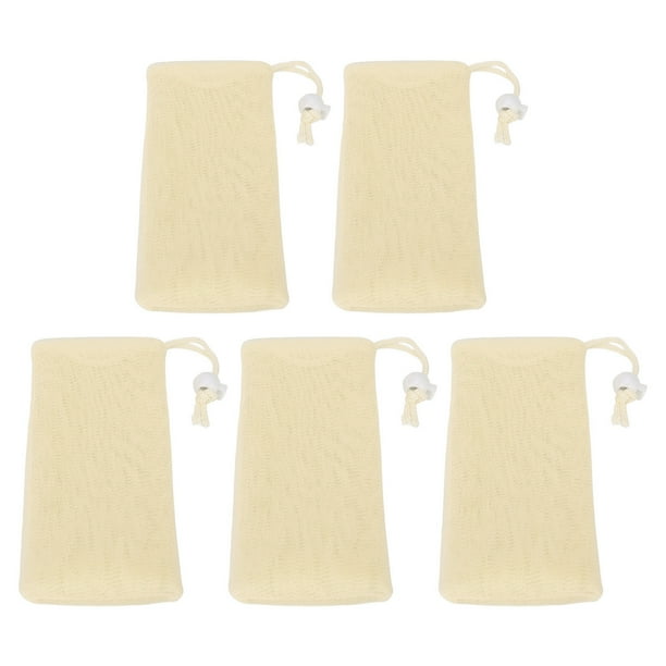 Bolsas de jabón de malla, 5 bolsas de jabón de malla, red de espuma, herramienta de limpieza facial corporal construida para el futuro