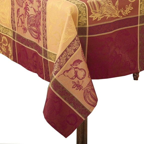 Occasion Gallery Orange Fall Colors Thankgiving Holiday Jacquard Design Dinner Tablecloth, 72" Square