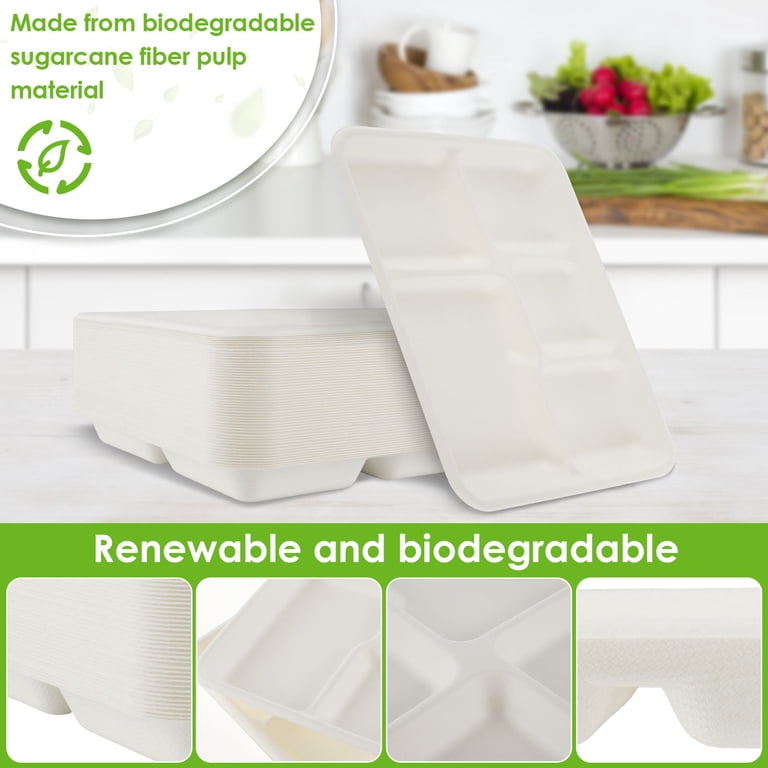 Jetcloudlive 50-Count Compostable Compartment Plates, Sugarcane Fiber photo 3