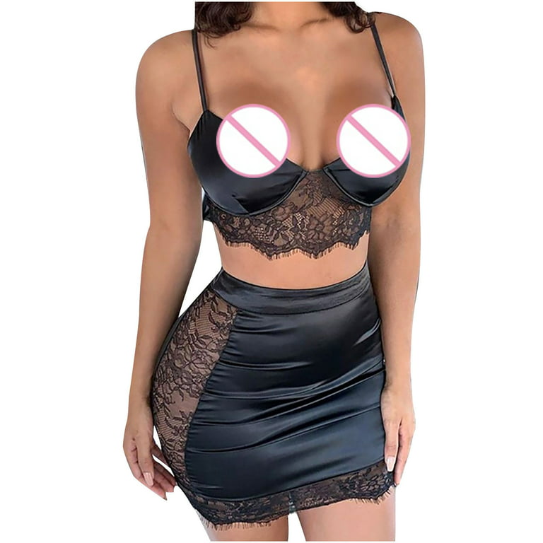 solacol Vests for Women Vest for Women Sexy Pajama Sets for Women Women  Fashion Lace Sling Vest Hollow Mesh See-Through Ladies Nightdress Set  Fashion for Women 