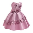 thumbnail image 2 of 3T Baby Girls Dress Toddler Girls Princess Dress Party Dress 4T Girls Sleeveless Solid Color Sequins Dress Pink, 2 of 7