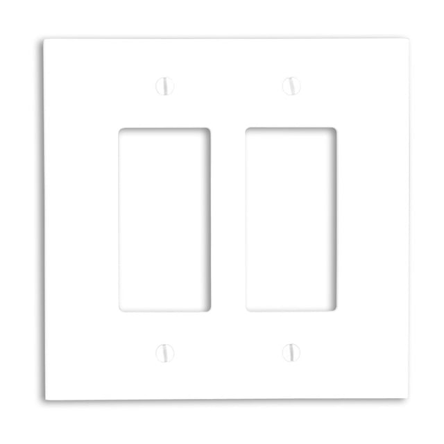 Placa de pared Leviton 88602 de 2 elementos para decoración y dispositivo GFCI, color blanco