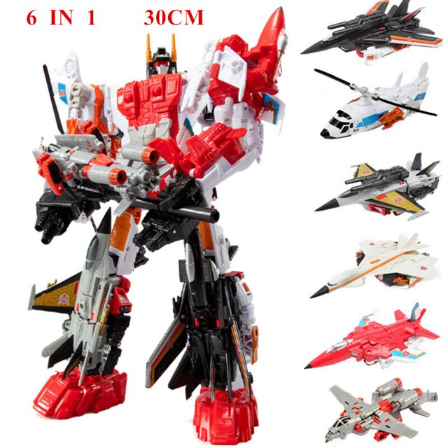 Haizhixing 6 IN 1 Set Transformation Toys Boy Devastator Action Figure Robot Engineering Vehicle Car Aircraft Model Kids H903