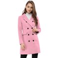 thumbnail image 3 of INSPIRE CHIC Women's Notched Lapel Collar Double Breasted Mid Length Overcoat, 3 of 7