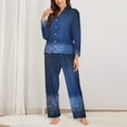 thumbnail image 3 of Bingfone Womens Pajama Sets Retro Blue Glitter Print,Long Sleeve Loungewear Pajamas Set-Large, 3 of 9
