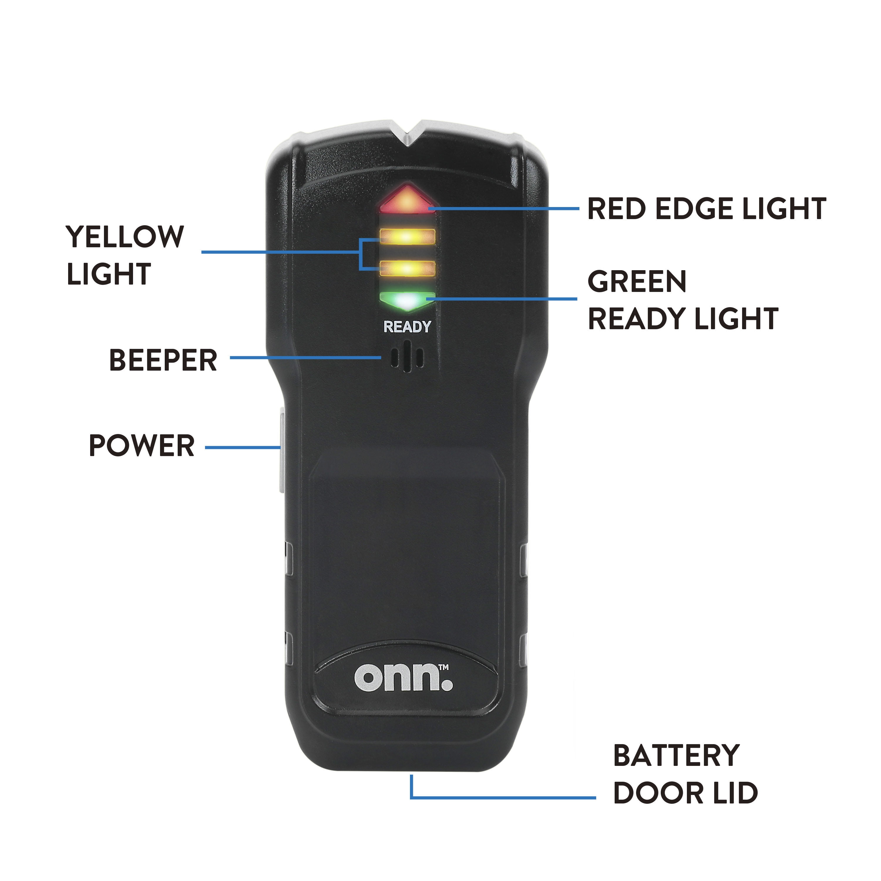 Onn Electronic Stud Finder with LED Light Indicator for Wood & Metal Stud Detection