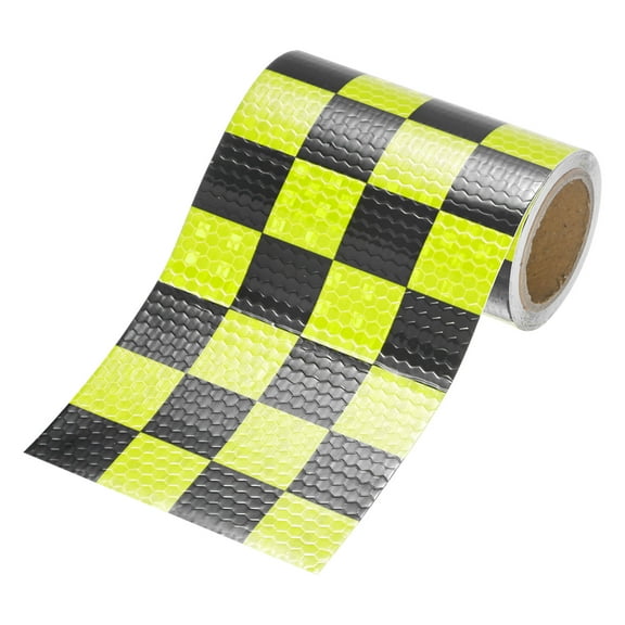 Uxcell Reflective Tape, 4 Inch x 10 Feet Shining Star Square Yellow & Black Waterproof High Visibility Self-Adhesive Tape Outdoor Warning Signs
