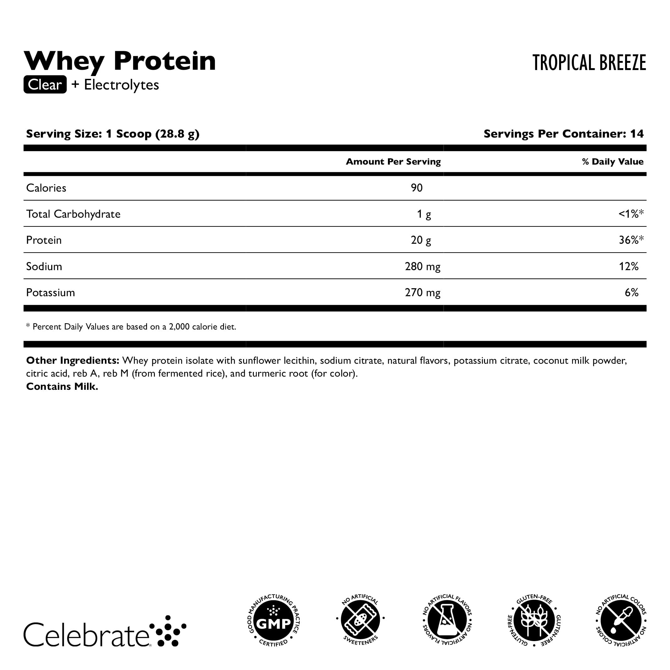 Celebrate - Whey Protein Clear + Electrolytes - Tropical Breeze