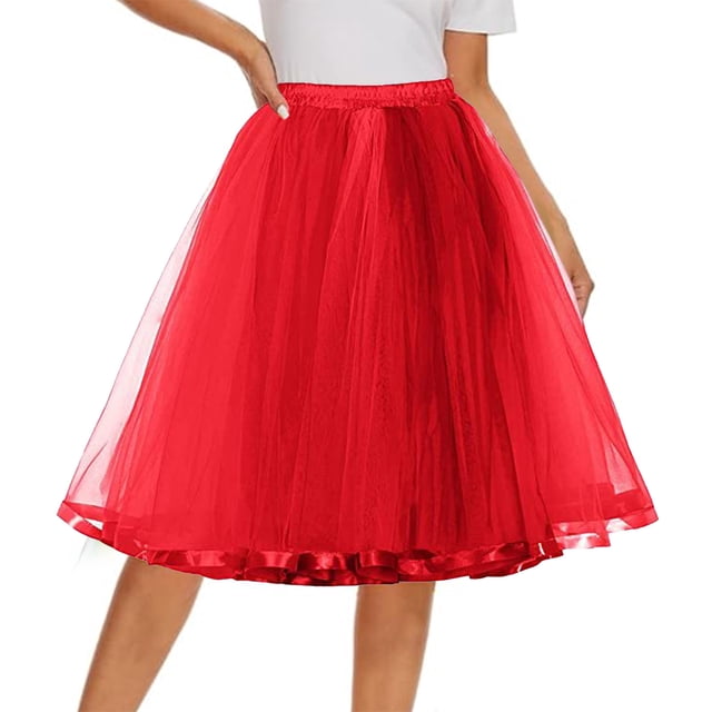 B91xZ Jupe Longue Maxi en Tulle pour Occasions Spéciales, Rouge G