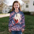 thumbnail image 5 of COEQINE Girls Polyester Sweatshirt, Quarter Zip Pullover Long Sleeve Loose Fit T-Shirts, Printed Casual Wear Tees for Kids and Youth 5-6 Years, Cardinal Plum Blossom, 5 of 7