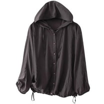 tarylea Hoodies for Women Drawstring Button down Sunproof Pullover Long Sleeve Lightweight Shirt with Pockets Casual Athletic Tops