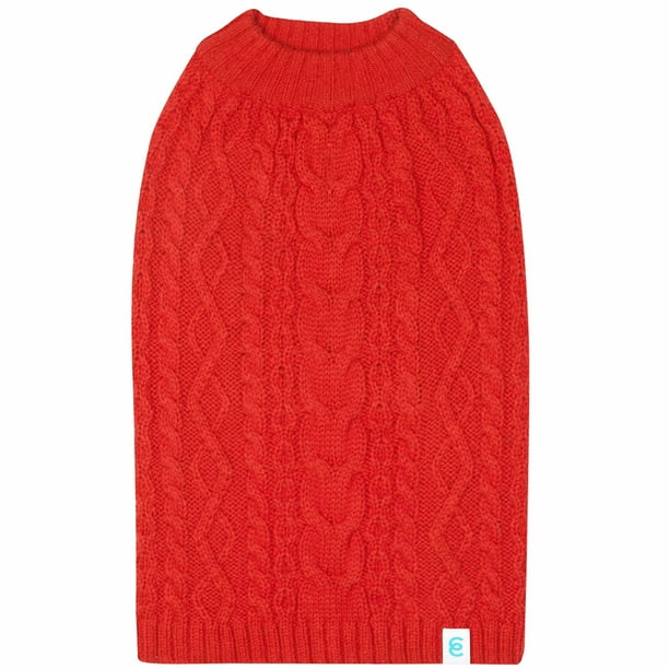 Blueberry Pet classic Dog Sweater Wool Blend cable Knit Pullover crewneck Winter clothes in Red Danger Back Length 20 Large Warm coat for Pet Walmart