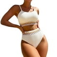 thumbnail image 2 of B91xZ Women's Two Piece Bikini Set Retro Halter Ruched High Waist Bikini with Bottom,White S, 2 of 5