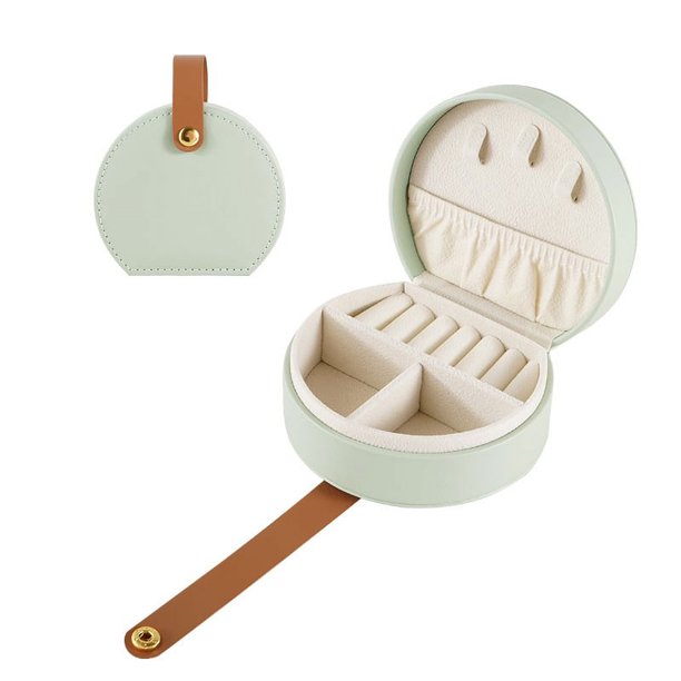 Bolsa de joyería portátil de cuero Mini caja portátil Caja de almacenamiento de joyas para collares, anillos y aretes