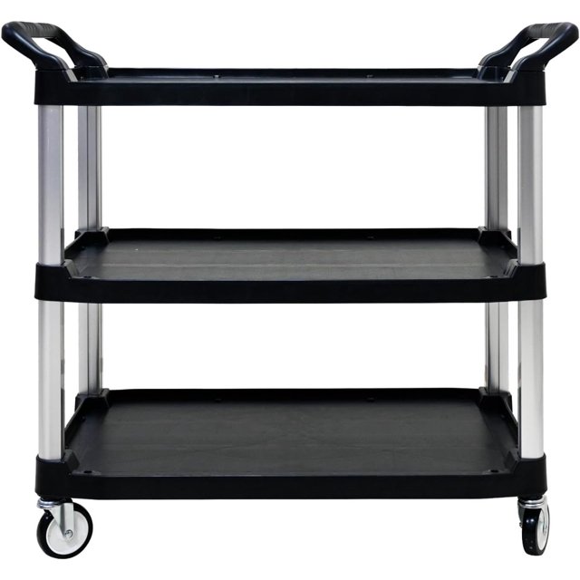 Véhicule Multifonctionnel en Plastique avec Roues, Chariot à Outils à Trois Couches, Chariot de Service Roulant Robuste, Utilisé pour Bureaux, Entrepôts, Garages, Restaurants, Jardins, Hôtels, Trois Couches