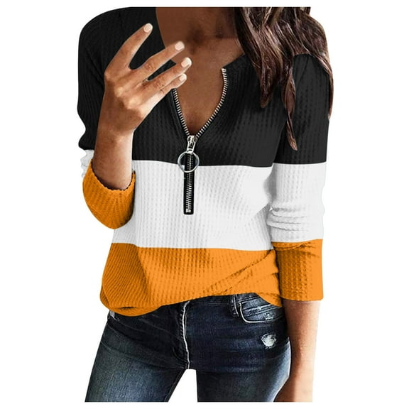 Womens Tshirts Long Sleeve Womens Tunic Tops Fall V Neck Daily Fashion Blouses Dressy Casual Yellow S