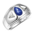 thumbnail image 3 of RYLOS Men's Rings Sterling Silver Pear Shape Tear Drop Cabochon Gemstone & Diamond Rings; Blue Star Sapphire   Size 9, 3 of 5