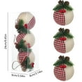 thumbnail image 3 of ToyKingdee Christmas Plaid Ball Ornaments - Black & Red Buffalo Plaid Fabric Ball Ornaments with Pine Cones and Greenery, Plaid Christmas Tree Hanging Balls Ornament, 3 of 6