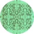 thumbnail image 1 of Ahgly Company Indoor Round Oriental Turquoise Blue Traditional Area Rugs, 6' Round, 1 of 4