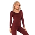 thumbnail image 3 of LiangRou Women's Scoop Neck Long Sleeve Ultrathin Modal Thermal Underwear Shirt / Top Dark Rosewood Medium, 3 of 6