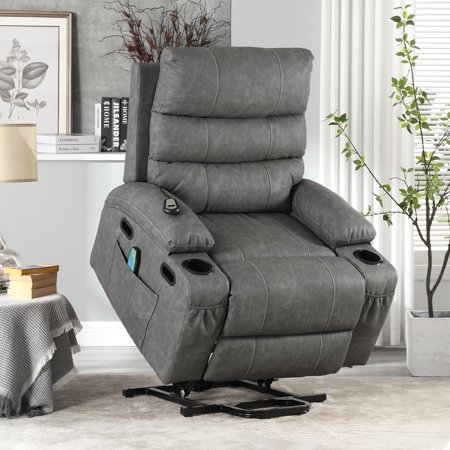 Muumblus Power Lift Recliner Chair with Heat and Massage Electric lift Chairs for Elderly, Gray