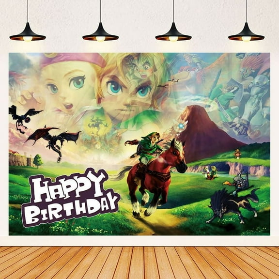 The Legend of Zelda Cartoon Theme Birthday Flag Background Banner Children's Party Decoration supplies Photography Photo Prop ,70.8x43.3inch.