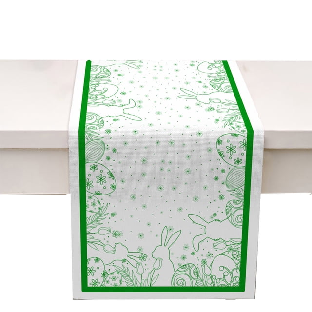 Binwennn Easter Bunny Egg Pattern Linen Print Kitchen Dining Room Insulated Decorative Placemat(A) Rectangle Table Satin Table Runners Packs of 10 Table Runners 48 Inches Custom Table Linen Table