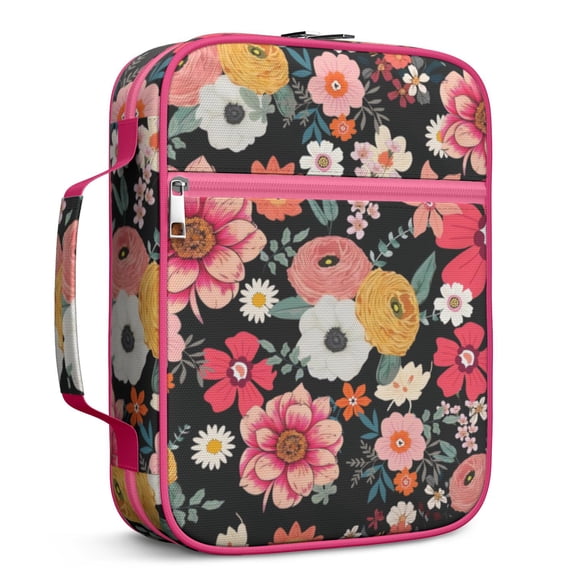 Bible Cover Bag/Book Cover, Bible Case for Women Girls Baptism Gift, Floral Pattern Church Bags Organizer With Handle Fits for Standard Size Bible, Perfect Christian Gifts for Mom