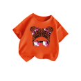 thumbnail image 3 of Zhuashum T-Shirts Fille Col Rond Hauts Enfant Imprimé Dessin Animé Graphique Manches Courtes Tee Classique Printemps Été Ado Orange 9-10 Ans, 3 of 5