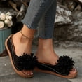 thumbnail image 4 of Rokment Floral Platform Wedge Dress Slippers Sandals for Women Bohemian Leather Open Toe Chunky Heeled Slides Orthopetic Dressy Slip on Bride Wedding Black Size 7.5, 4 of 6