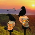 thumbnail image 2 of Decorations, Outdoor Solar Scary Skull Lights, Realistic Skeleton Crows Solar Walkway Lights, Waterproof Garden Lights for Yard Outside Pathways, 2 of 7