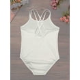 thumbnail image 3 of Aislor Kids Toddler Girls Team Basic Camisole Ballet Dance Leotards Criss Cross Gymnastic Tank Top 3-14 Cream 8-10, 3 of 7