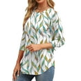 thumbnail image 4 of Fantaslook Womens Plus Size Tops 3/4 Sleeve Pleated Dressy Blouses Crew Neck Casual Tunic Tops Summer Shirts, 4 of 8