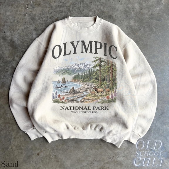 Olympic National Park Mountain Coast and Elk Unisex Classic Sweatshirt, 50/50 Cotton-Poly Fleece, 271 GSM