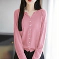 thumbnail image 2 of Ediodpoh Womens Cardigan Lightweight Seamless Knit V Neck Open Front Jacket with Rolled Edges for Comfortable Layering Pink L, 2 of 4