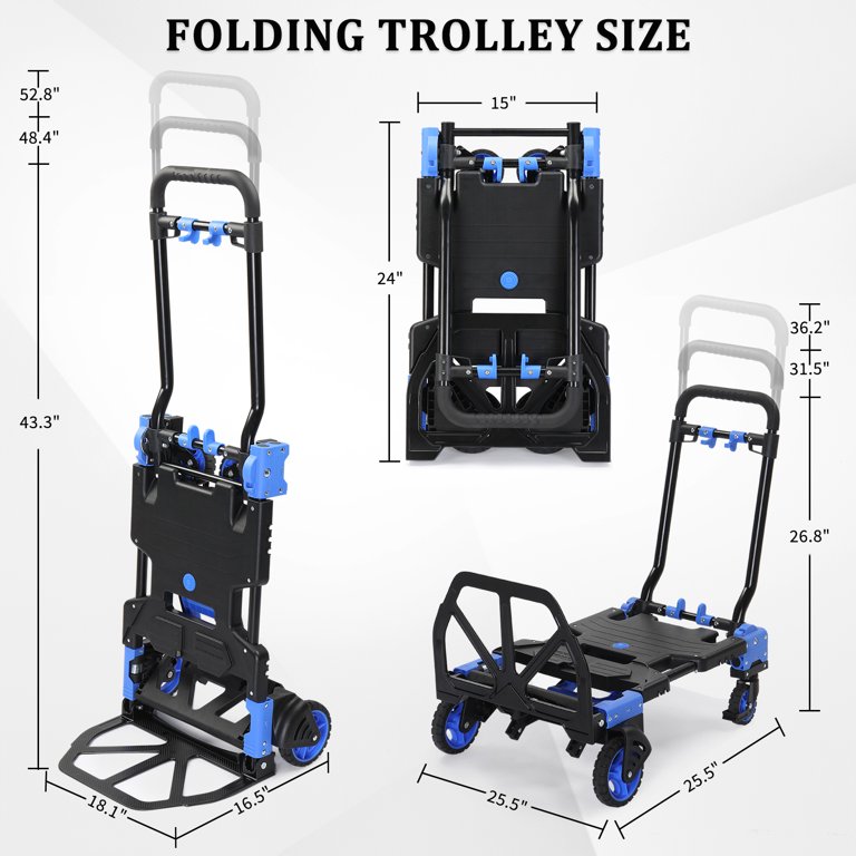 Ktaxon 2 in 1 Portable Hand Truck, 330LB Capacity, Foldable Dolly