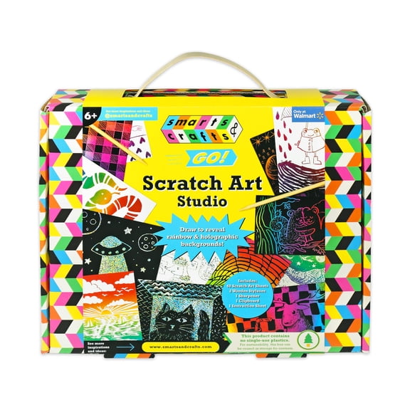 Smarts & Crafts Go: Scratch Art Studio, Gender Neutral Kids Activity Kit, 53 Pieces, Child Ages 6 , Unisex