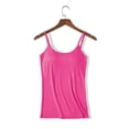 thumbnail image 6 of Tank Tops for Women Elastic Inner Layer Solid Thin Chest Pad Straps Vest Hot Pink Basic Cami Shirts M, 6 of 6