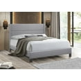 thumbnail image 1 of Platform Bed upholstered in luxurious Tufted Bonded Leather - Gray, 1 of 3