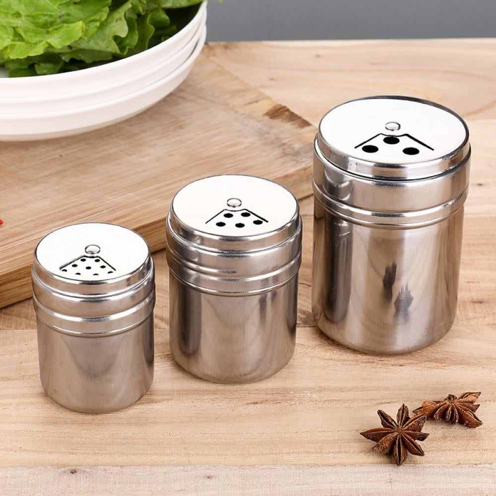 Spice Dispenser with Adjustable Pour Holes Accmor Salt and Pepper Shakers with Handle Stainless Steel Shakers for Salt/Pepper/Cinnamon 