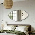 thumbnail image 4 of TEWLOSS Silver Wall Mirror 46"x26" Scallloped Bathroom Mirrors Metal Frame, 4 of 9